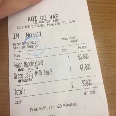 Thực đơn- Koi Thé Café - Phan Văn Trị