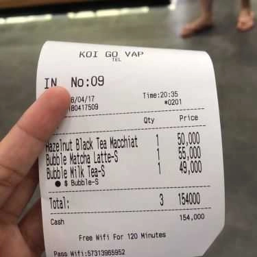 Thực đơn- Koi Thé Café - Phan Văn Trị