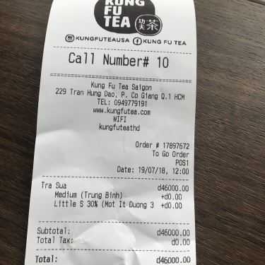 Thực đơn- Cafe Kung Fu Tea