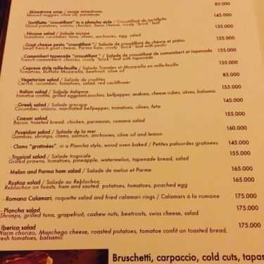 Thực đơn- Cafe La Plancha - Hẹn Hò Lãng Mạn