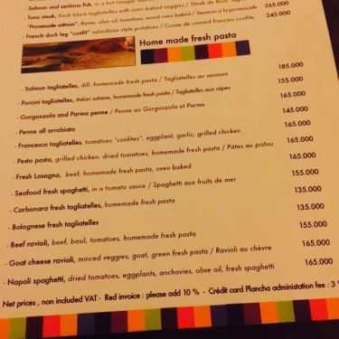 Thực đơn- Cafe La Plancha - Hẹn Hò Lãng Mạn