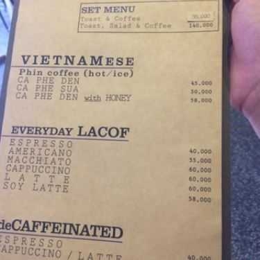 Thực đơn- Lacof Coffee Shop
