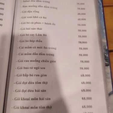 Thực đơn- Quán Nhậu Lâm Bô - Hải Sản & Lẩu