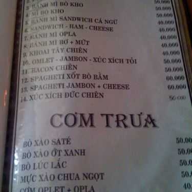 Thực đơn- Lamode Cafe - Bùi Thị Xuân