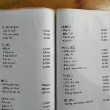 Thực đơn- Quán Nhậu Làng Nuớng K26