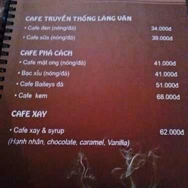 Thực đơn- Làng Văn Cafe