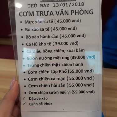 Thực đơn- Cà Phê Lập Phố