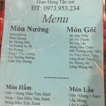 Thực đơn- Quán Nhậu Lẩu Bò Ba Đuônl