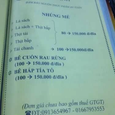 Thực đơn- Quán Nhậu Lẩu Bò Năm Cảnh - Lê Văn Việt