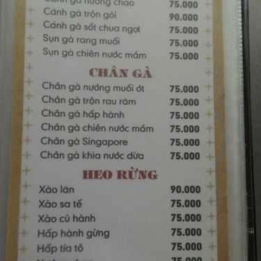 Thực đơn- Quán Nhậu Bê Thui & Lẩu Dê - Nhậu Bình Dân