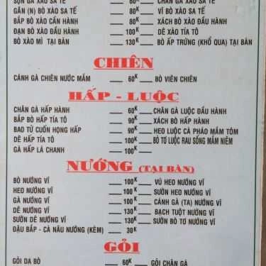 Thực đơn- Quán Nhậu Lẩu Dê 333