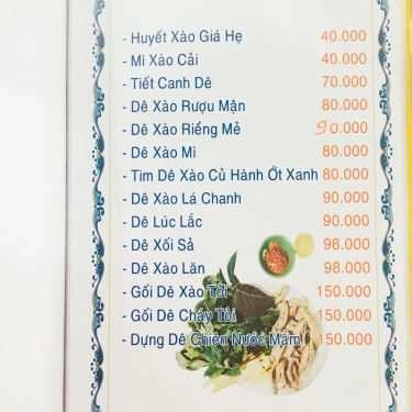 Thực đơn- Quán Nhậu Lẩu Dê Ba Út