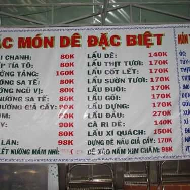 Thực đơn- Quán Nhậu Lẩu Dê Ba Út