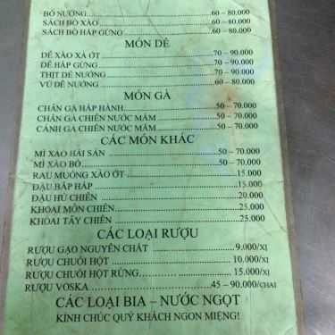 Thực đơn- Quán Nhậu Lẩu Dê Cây Me - Ung Văn Khiêm
