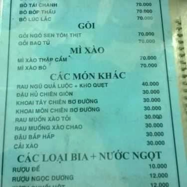 Thực đơn- Quán Nhậu Lẩu Dê Hai Toàn - Nhậu Bình Dân