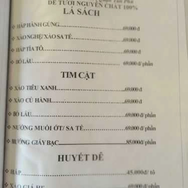 Thực đơn- Quán Nhậu Lẩu Dê Huynh Đệ