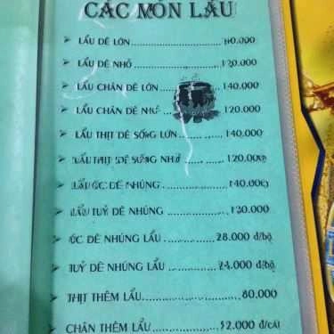 Thực đơn- Quán Nhậu Lẩu Dê Minh Tuấn 2
