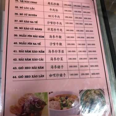 Thực đơn- Quán Nhậu Lẩu Dê Tư Diệp