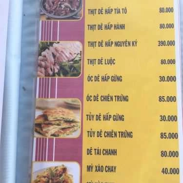 Thực đơn- Quán Nhậu Yên Hồng Quang - Đặc Sản Dê Núi