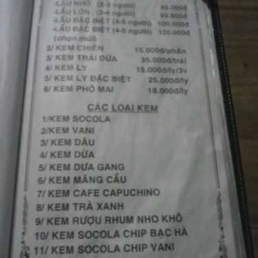 Thực đơn- Cafe Kem Xôi Dừa - Nguyễn Văn Nghi