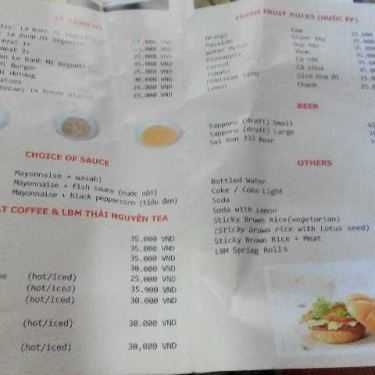Thực đơn- Cafe Le Bánh Mì - Lê Thánh Tôn