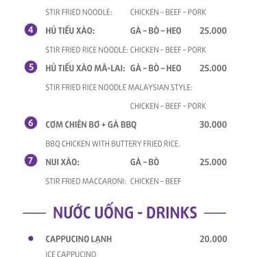 Thực đơn- Levee English Cafe