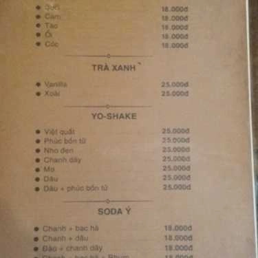 Thực đơn- Little Story Cafe