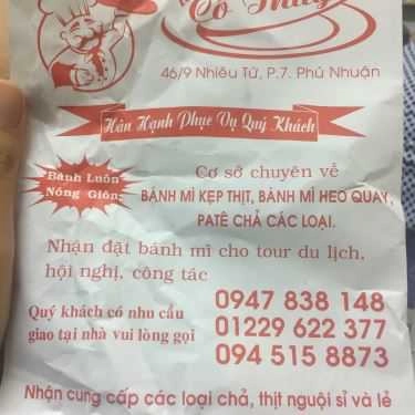 Thực đơn- Tiệm Bánh Cô Thúy - Lò Bánh Mì