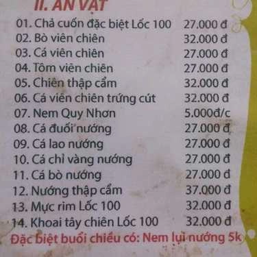Thực đơn- Cafe Lốc 100 - D5