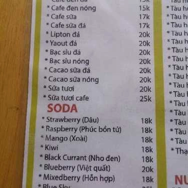 Thực đơn- Cafe Lốc 100 - D5