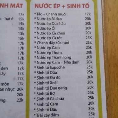 Thực đơn- Cafe Lốc 100 - D5