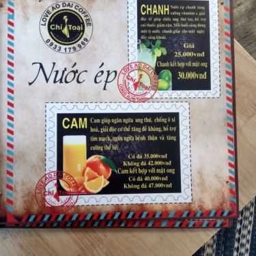Thực đơn- Chí Toại - Love Áo Dài Coffee