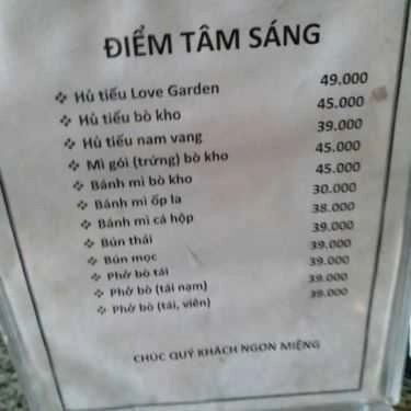 Thực đơn- Love Garden Coffee