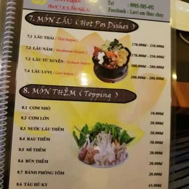 Thực đơn- Quán Ăn Luly - Ẩm Thực Chay