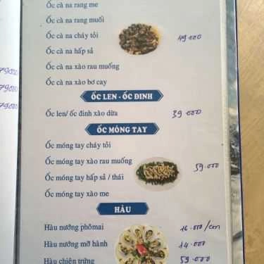 Thực đơn- Quán Nhậu Mai Anh Quán - Ốc Lẩu Nướng