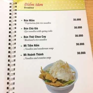 Thực đơn- Quán Ăn Mầm Xanh - Ẩm Thực Chay