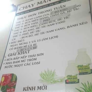 Thực đơn- Quán Ăn Mẫn Ý - Quán Chay