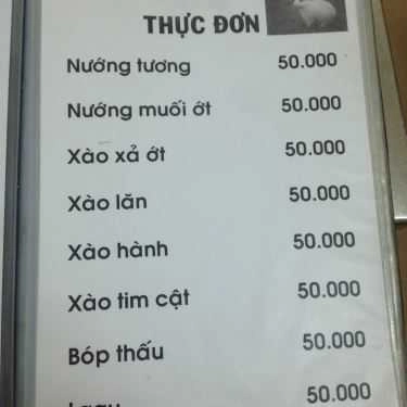 Thực đơn- Mạnh Quý - Thịt Thỏ & Quán Nhậu