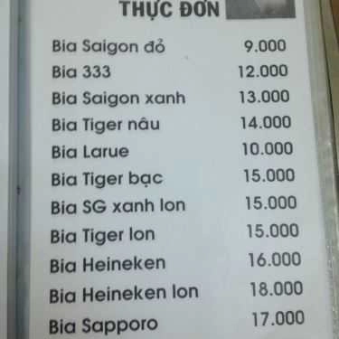 Thực đơn- Mạnh Quý - Thịt Thỏ & Quán Nhậu