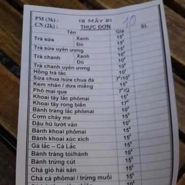 Thực đơn- Mây Thai Tea - Ăn Vặt Thái