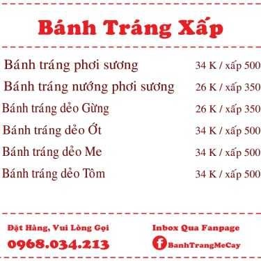 Thực đơn- Shop online Mê Cay - Bánh Tráng & Muối Online - Etown Cộng Hòa