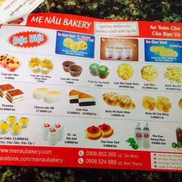 Thực đơn- Tiệm Bánh Mẹ Nâu Bakery - Tân Thành