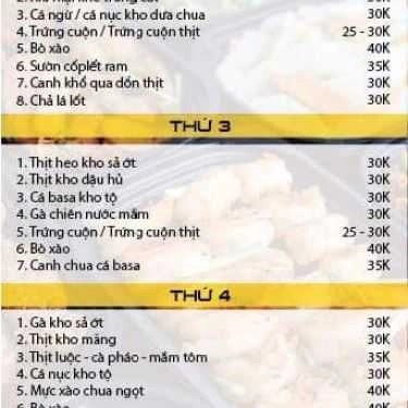 Thực đơn- Quán Cơm Mẹ Nấu - Cơm Văn Phòng Giao Tận Nơi