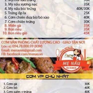 Thực đơn- Quán Cơm Mẹ Nấu - Cơm Văn Phòng Giao Tận Nơi