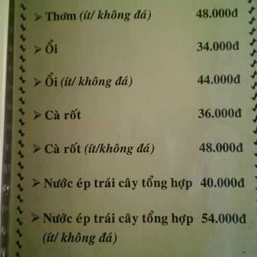 Thực đơn- Memory Cafe - Thủ Đức