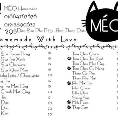 Thực đơn- Ăn vặt Méo Homemade - Trà Sữa Nhà Làm