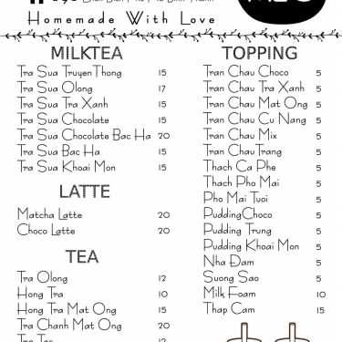 Thực đơn- Ăn vặt Méo Homemade - Trà Sữa Nhà Làm