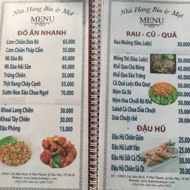 Thực đơn- Quán Nhậu Nhà Hàng Bia & Mẹt