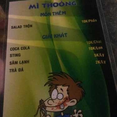 Thực đơn- Ăn vặt Mì Thòong - Mì Ý Giá Việt