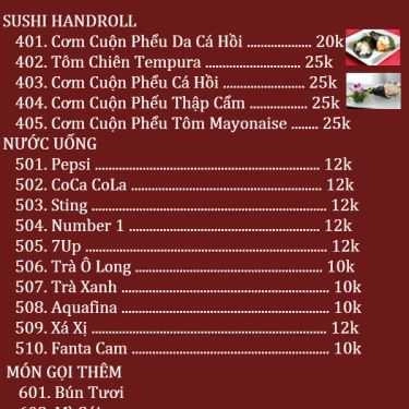 Thực đơn- Ăn vặt Quán Michi Sushi - Món Ăn Nhật Bản